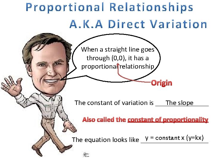 When a straight line goes through (0, 0), it has a proportional relationship Origin When a straight line goes through (0, 0), it has a proportional relationship Origin