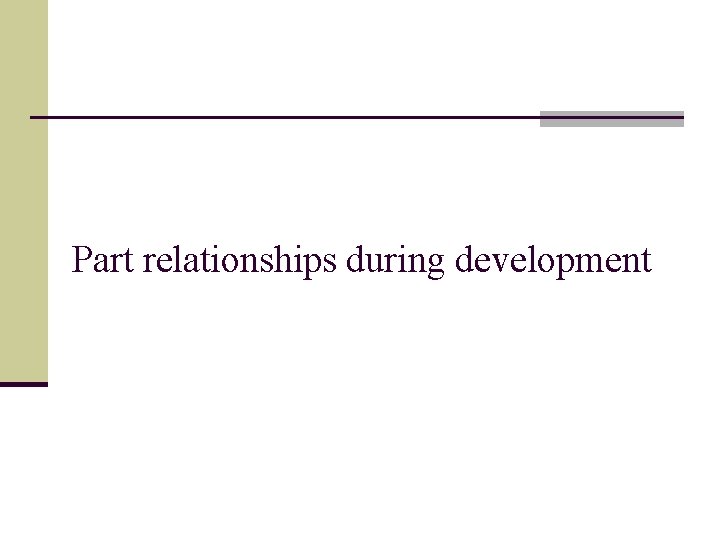 Part relationships during development 