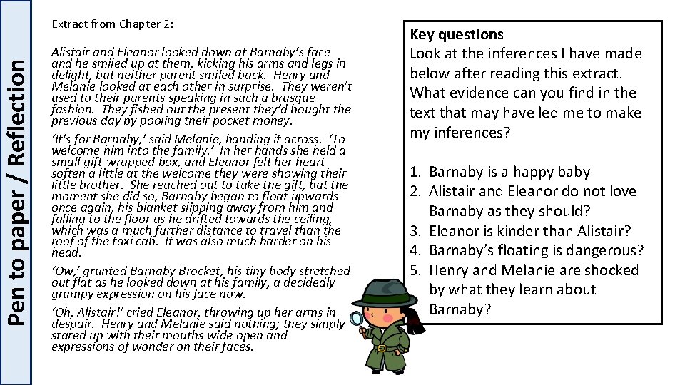 Pen to paper / Reflection Extract from Chapter 2: Alistair and Eleanor looked down