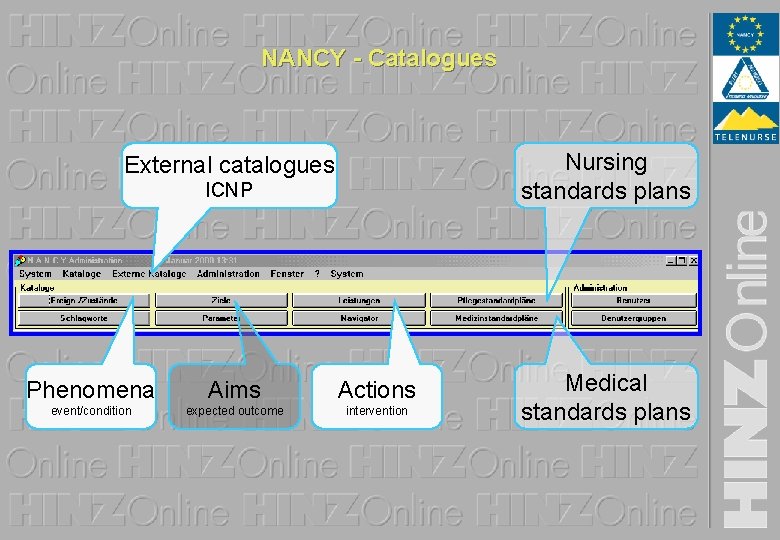 NANCY - Catalogues Nursing standards plans External catalogues ICNP Phenomena Aims Actions event/condition expected