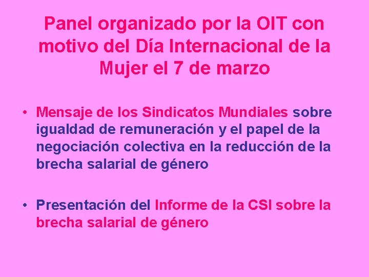 Panel organizado por la OIT con motivo del Día Internacional de la Mujer el