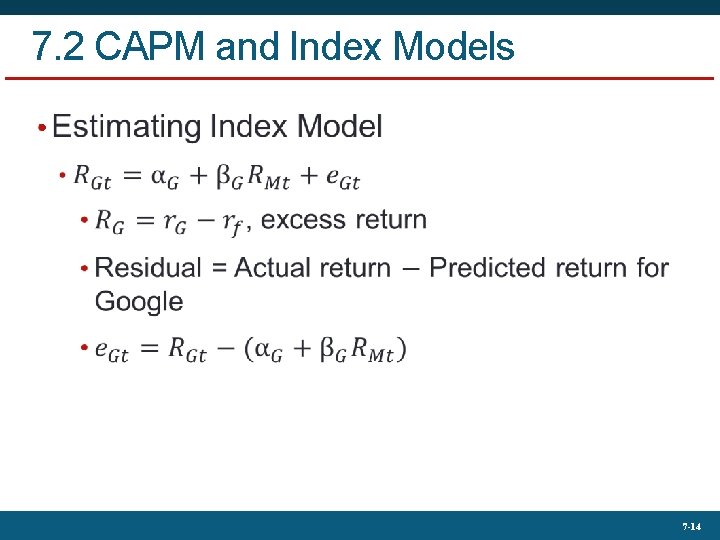 7. 2 CAPM and Index Models • 7 -14 