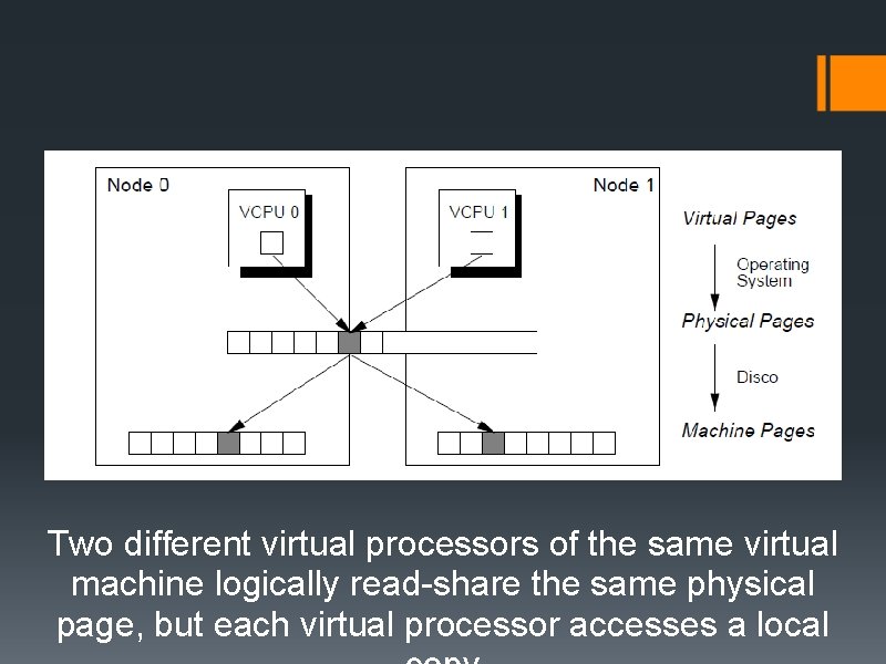 Two different virtual processors of the same virtual machine logically read-share the same physical