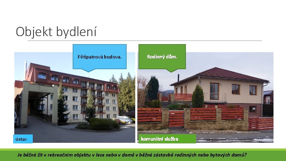 Objekt bydlení Pětipatrová budova. ústav Rodinný dům. komunitní služba Je běžné žít v rekreačním