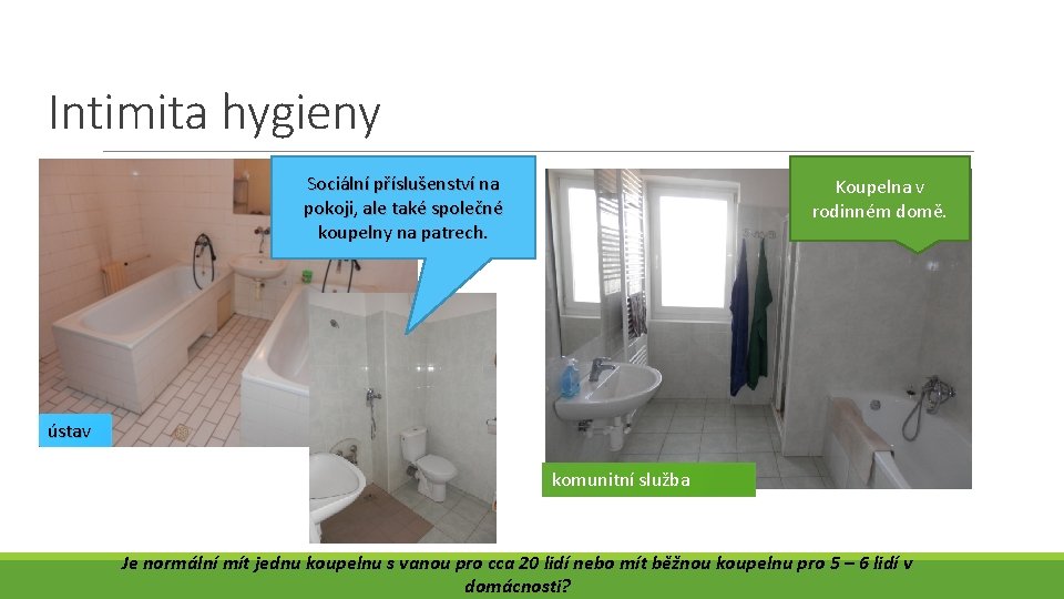 Intimita hygieny Sociální příslušenství na pokoji, ale také společné koupelny na patrech. Koupelna v