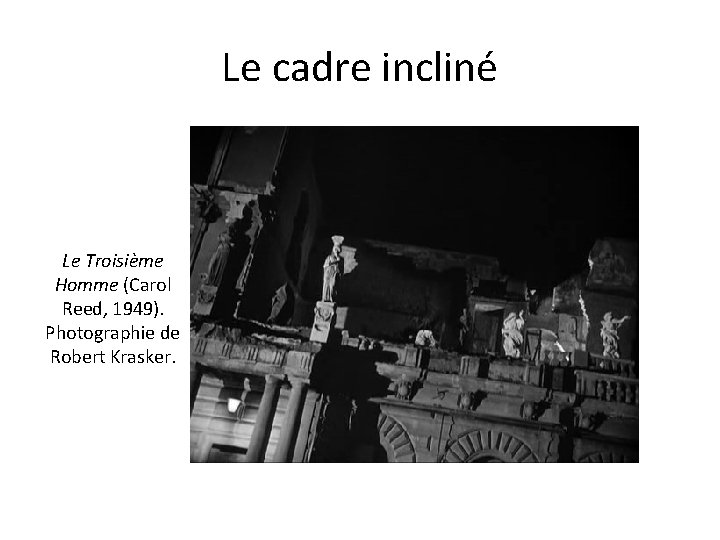 Le cadre incliné Le Troisième Homme (Carol Reed, 1949). Photographie de Robert Krasker. 