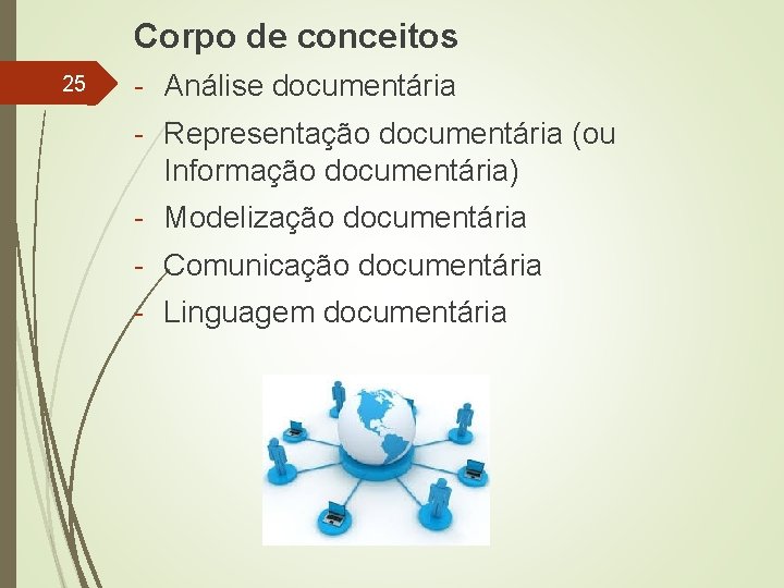 Corpo de conceitos 25 - Análise documentária - Representação documentária (ou Informação documentária) -