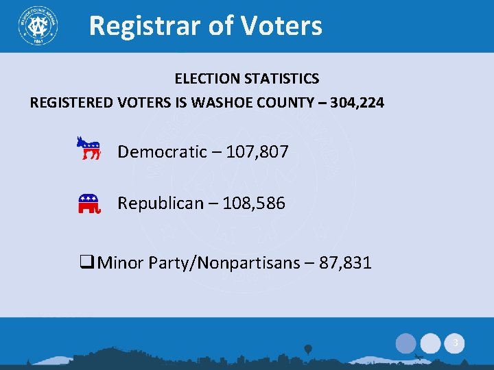 Registrar of Voters 2020 GENERAL ELECTION November 3