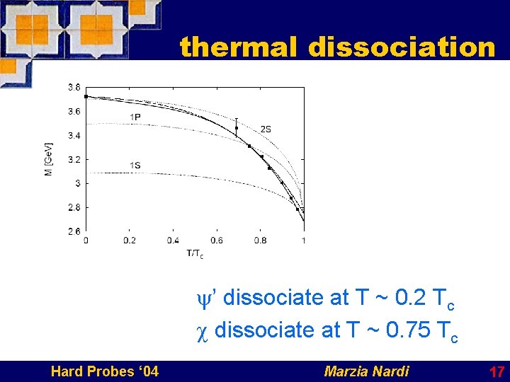 thermal dissociation y’ dissociate at T ~ 0. 2 Tc c dissociate at T