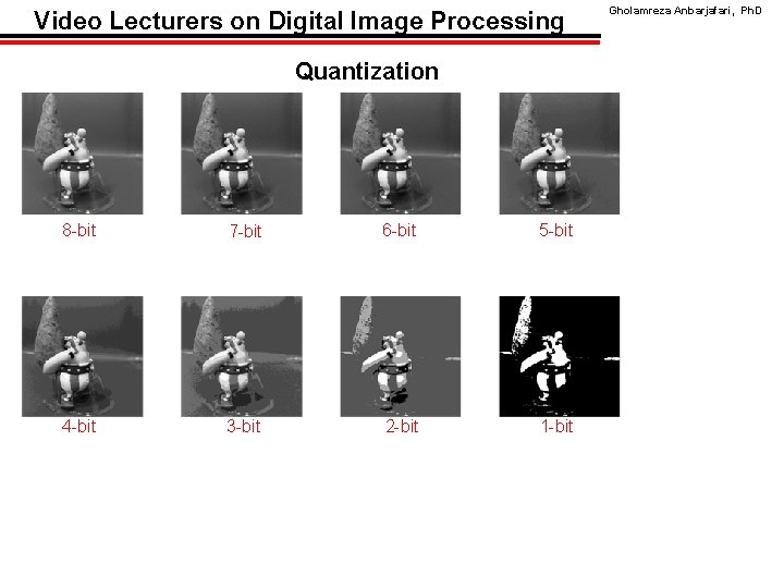 Video Lecturers on Digital Image Processing Quantization 8 -bit 7 -bit 6 -bit 5