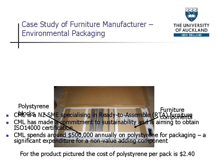Case Study of Furniture Manufacturer – Environmental Packaging n n n Polystyrene Furniture blocks