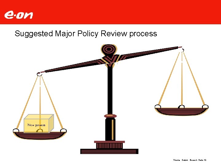 Suggested Major Policy Review process New powers Thema Datum Bereich Seite 12 