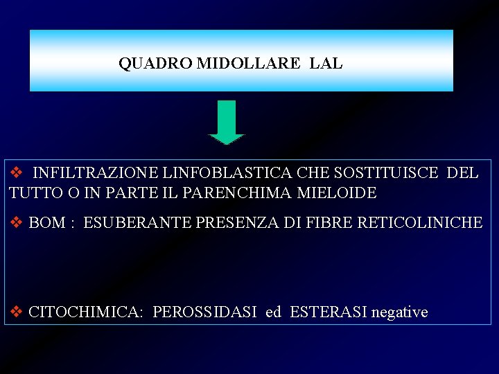 QUADRO MIDOLLARE LAL v INFILTRAZIONE LINFOBLASTICA CHE SOSTITUISCE DEL TUTTO O IN PARTE IL