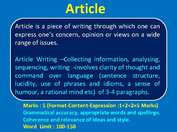 Article is a piece of writing through which one can express one’s concern, opinion
