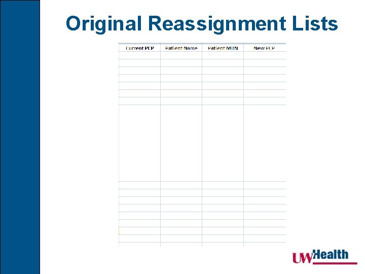 Original Reassignment Lists 