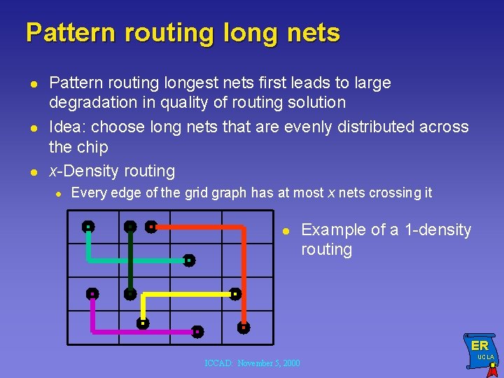 Pattern routing long nets l l l Pattern routing longest nets first leads to