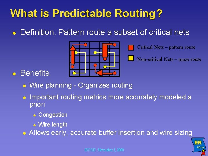 What is Predictable Routing? l Definition: Pattern route a subset of critical nets Critical