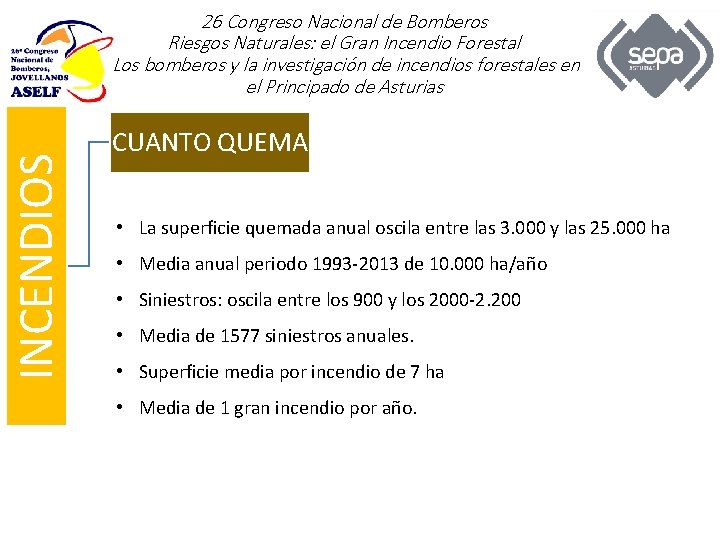 INCENDIOS 26 Congreso Nacional de Bomberos Riesgos Naturales: el Gran Incendio Forestal Los bomberos