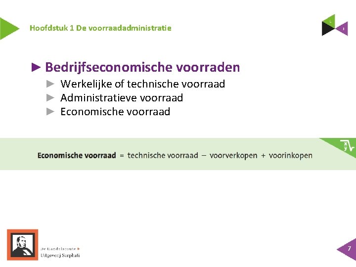 Hoofdstuk 1 De voorraadadministratie ► Bedrijfseconomische voorraden ► Werkelijke of technische voorraad ► Administratieve