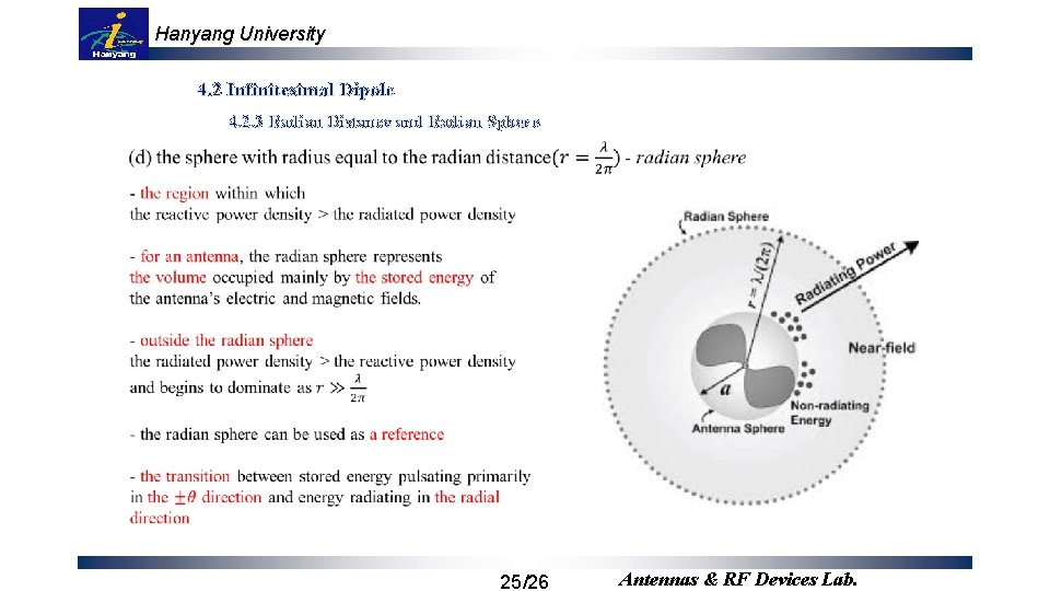 Hanyang University 4. 2 Infinitesimal Dipole 4. 2. 3 Radian Distance and Radian Sphere