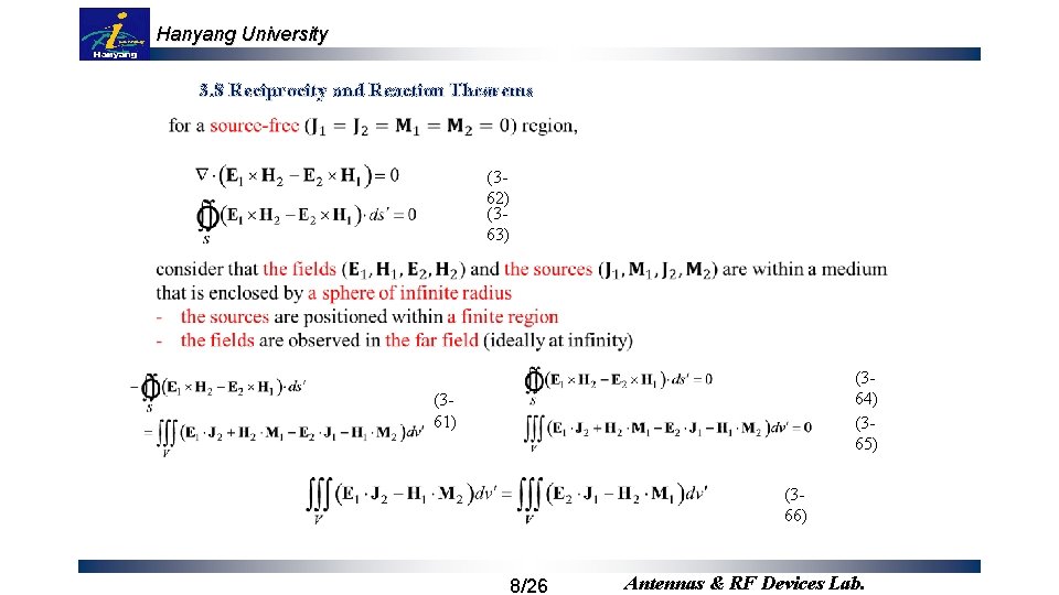 Hanyang University 3. 8 Reciprocity and Reaction Theorems (362) (363) (364) (365) (361) (366)