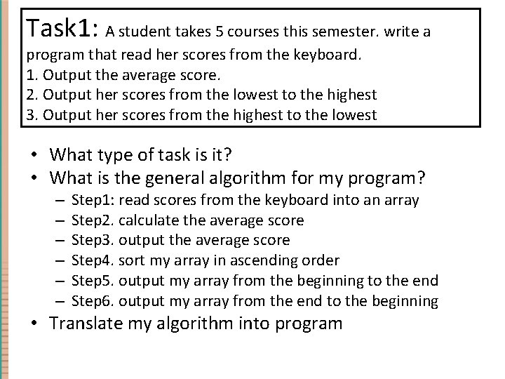 Task 1: A student takes 5 courses this semester. write a program that read Task 1: A student takes 5 courses this semester. write a program that read