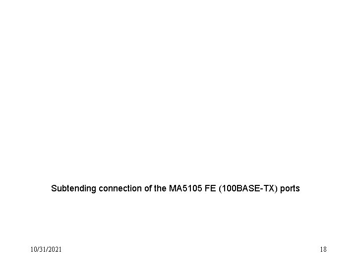 Subtending connection of the MA 5105 FE (100 BASE-TX) ports 10/31/2021 18 