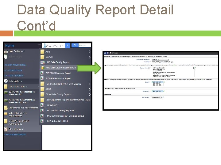 Data Quality Report Detail Cont’d 