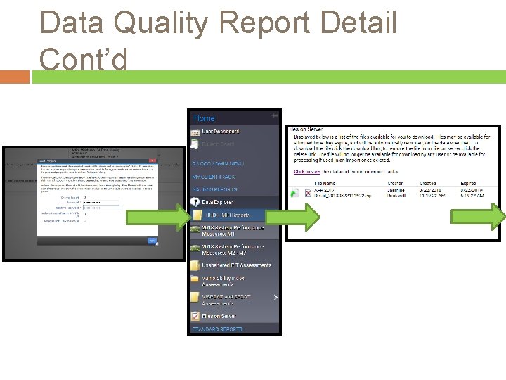 Data Quality Report Detail Cont’d 