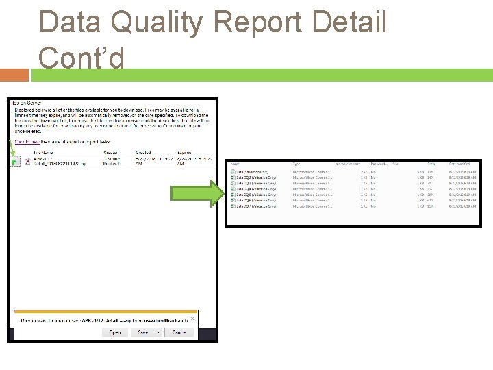 Data Quality Report Detail Cont’d 