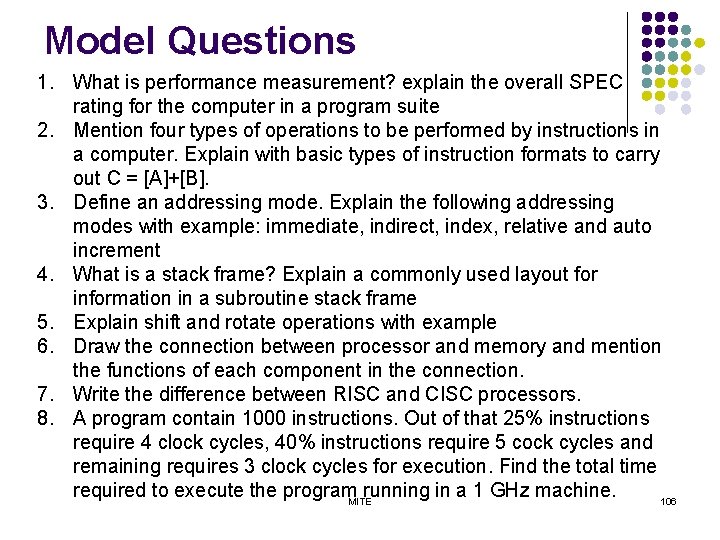 Model Questions 1. What is performance measurement? explain the overall SPEC rating for the