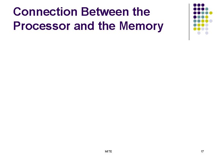 Connection Between the Processor and the Memory MITE 17 