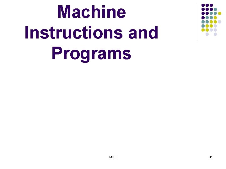 Machine Instructions and Programs MITE 35 