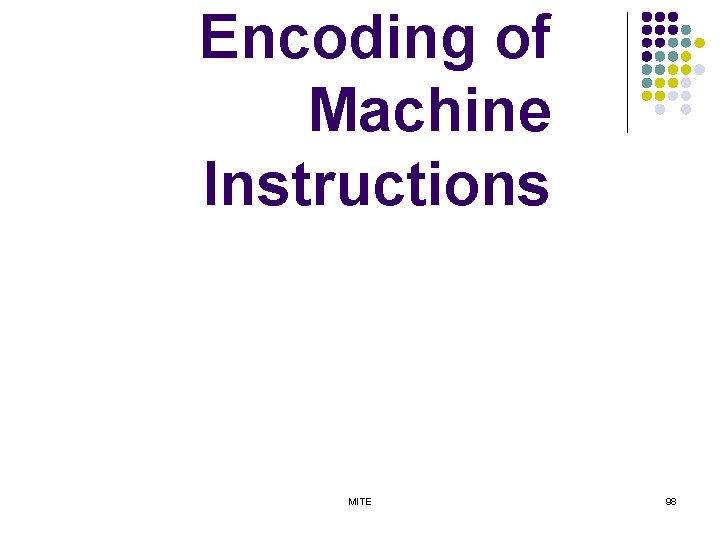 Encoding of Machine Instructions MITE 98 