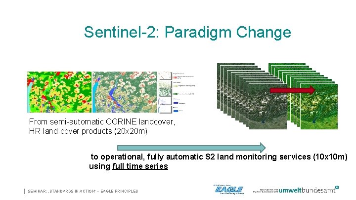 Sentinel-2: Paradigm Change From semi-automatic CORINE landcover, HR land cover products (20 x 20