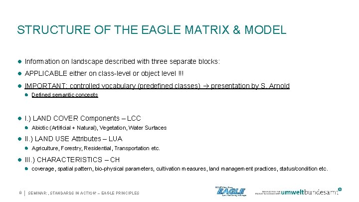 STRUCTURE OF THE EAGLE MATRIX & MODEL Information on landscape described with three separate