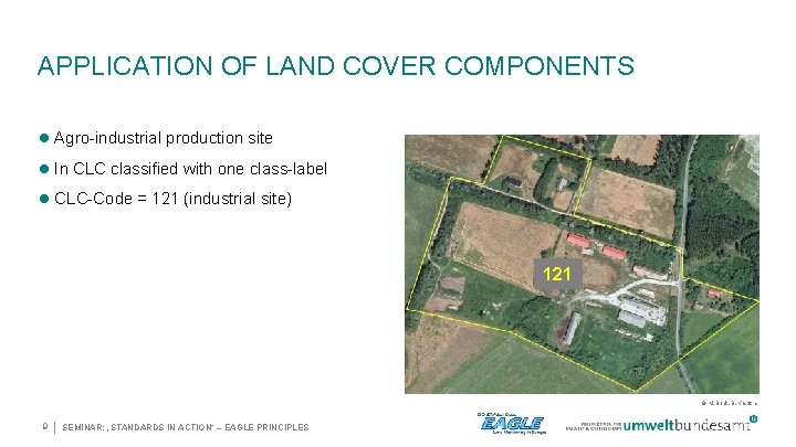 APPLICATION OF LAND COVER COMPONENTS Agro-industrial production site In CLC classified with one class-label