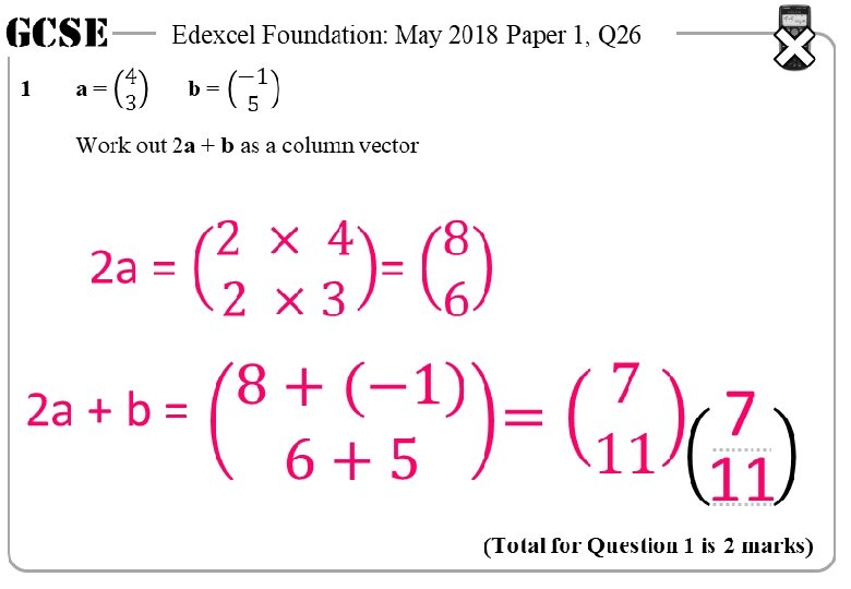 GCSE Edexcel Foundation: May 2018 Paper 1, Q 26 1 Work out 2 a