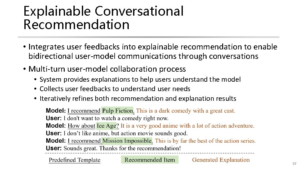 Explainable Conversational Recommendation • Integrates user feedbacks into explainable recommendation to enable bidirectional user-model