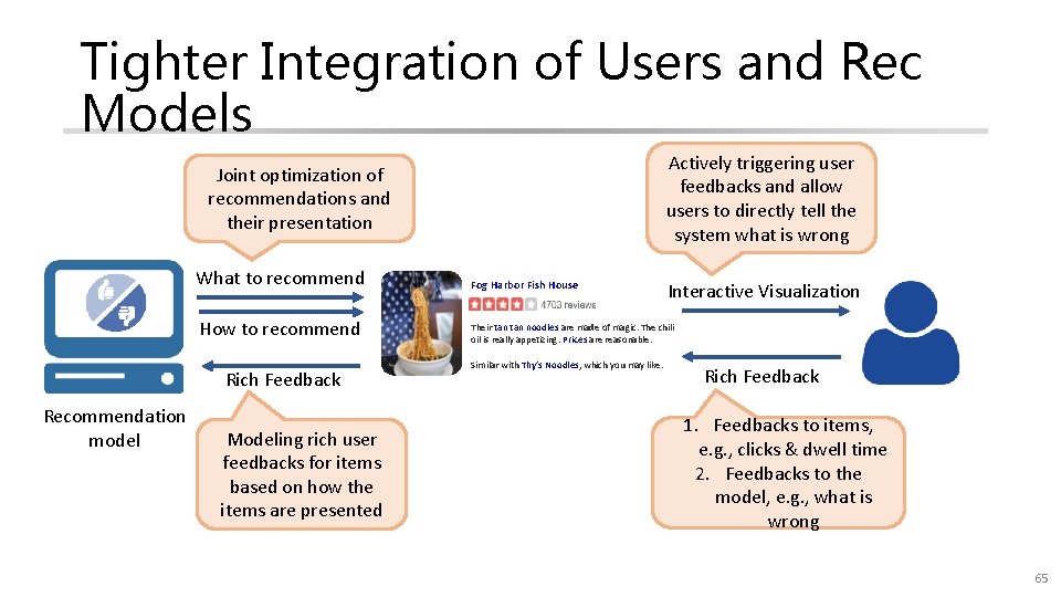 Tighter Integration of Users and Rec Models Actively triggering user feedbacks and allow users
