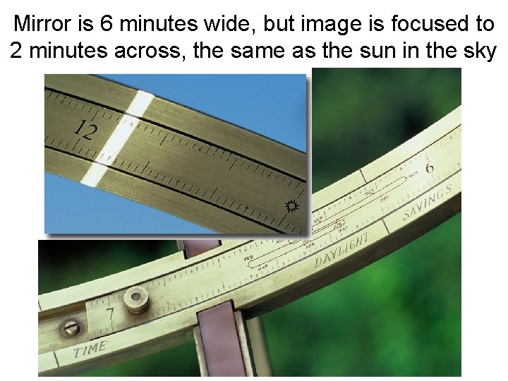 Mirror is 6 minutes wide, but image is focused to 2 minutes across, the