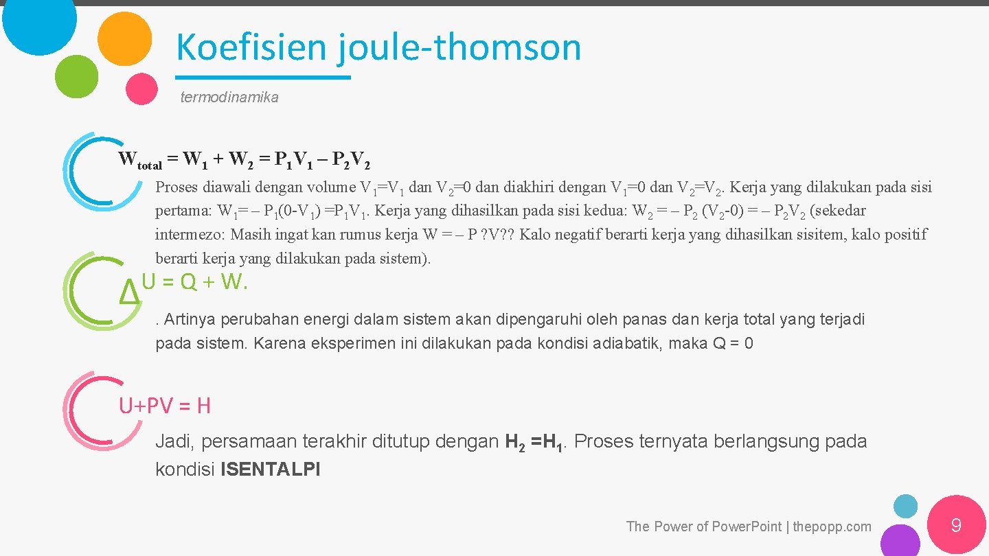 Koefisien joule-thomson termodinamika Wtotal = W 1 + W 2 = P 1 V
