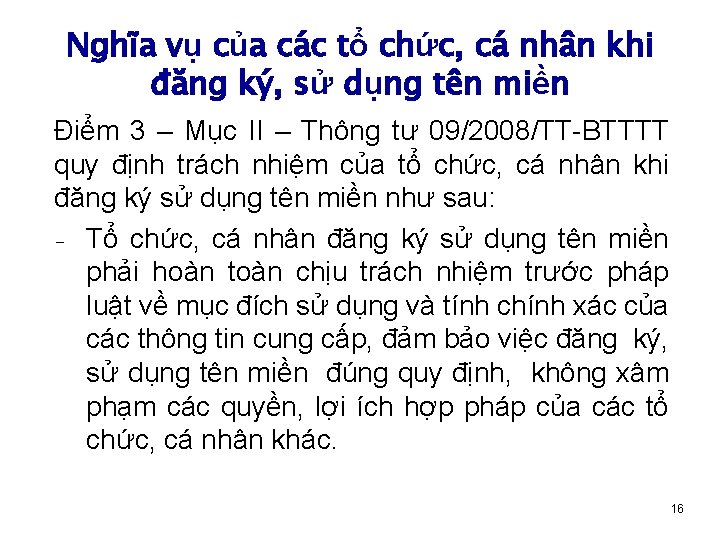 Nghĩa vụ của các tổ chức, cá nhân khi đăng ký, sử dụng tên