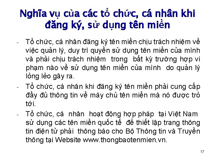 Nghĩa vụ của các tổ chức, cá nhân khi đăng ký, sử dụng tên