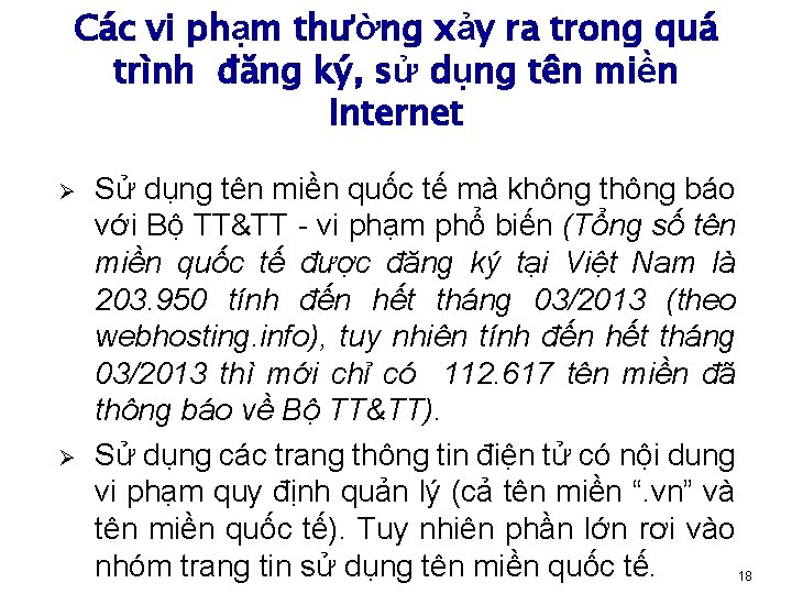 Các vi phạm thường xảy ra trong quá trình đăng ký, sử dụng tên