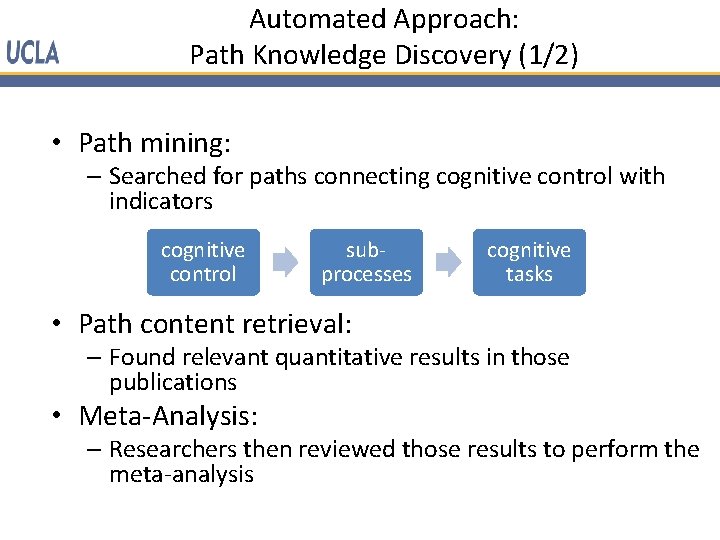 Automated Approach: Path Knowledge Discovery (1/2) • Path mining: – Searched for paths connecting