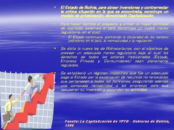§ El Estado de Bolivia, para atraer inversiones y contrarrestar la critica situación en