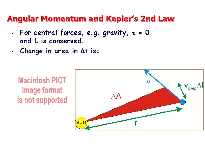 Angular Momentum and Kepler’s 2 nd Law • • For central forces, e. g.