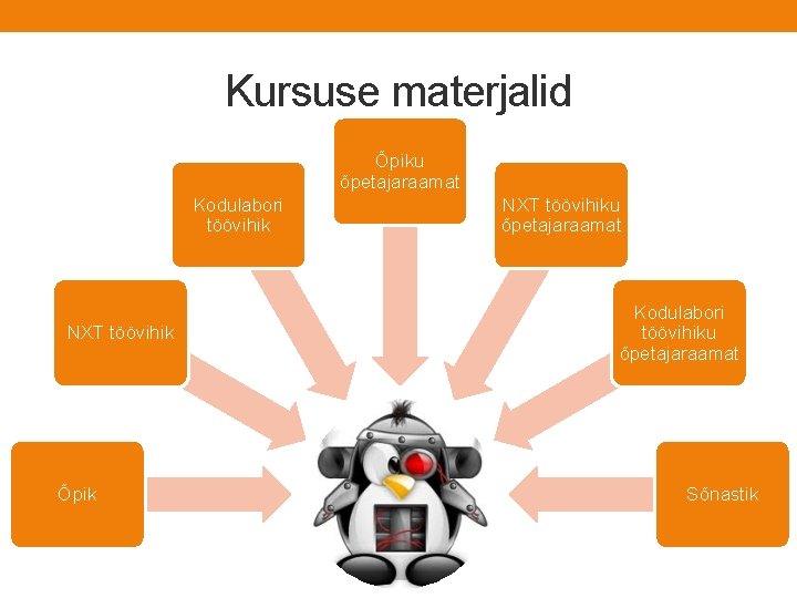 Kursuse materjalid Õpiku õpetajaraamat Kodulabori töövihik NXT töövihik Õpik NXT töövihiku õpetajaraamat Kodulabori töövihiku