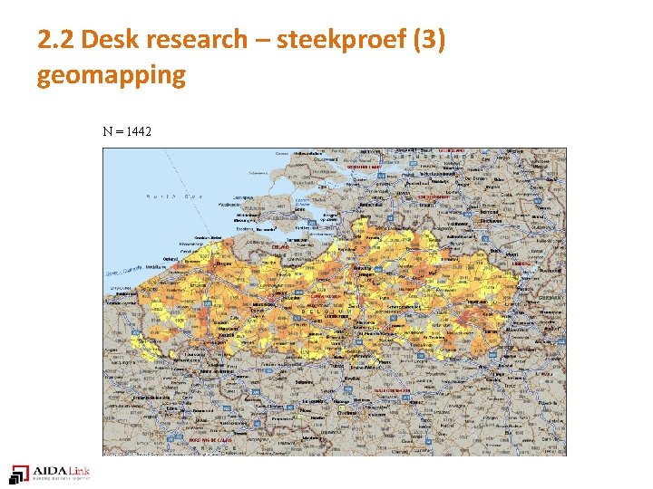 2. 2 Desk research – steekproef (3) geomapping N = 1442 
